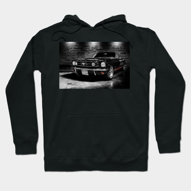 ford mustang cabriolet, black and white Hoodie by hottehue